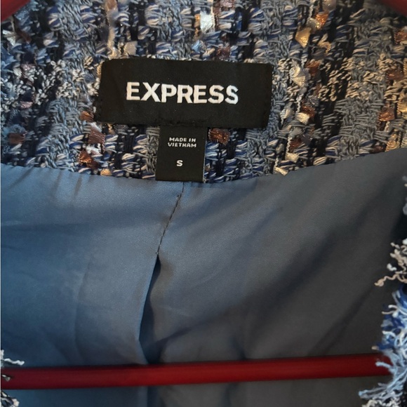 Express Blue and White Tweed Blazer - Picture 7 of 9